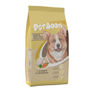 Petboom сухой корм для собак средних пород (птица/овощи) 2кг