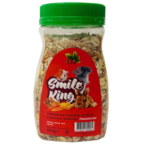 Smile King Лакомство для грызунов - плющеная пшеница, ячмень, кукуруза, морковь 180г