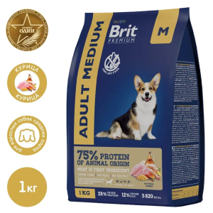 Brit Premium Корм сухой для собак средних пород (курица), 1кг