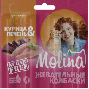 Molina Жевательные колбаски для кошек из курицы и печени, 20 г