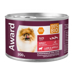 Award Dog Паштет для взрослых собак (Ягненок с яблоком), 200гр