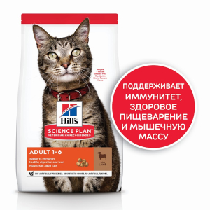 Hill's Science Plan Корм сухой для взрослых кошек, для поддержания жизненной энергии и иммунитета (ягненок), 3кг