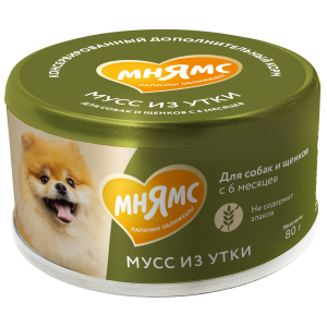 Мнямс влажный корм для собак и щенков, мусс (утка) 80гр