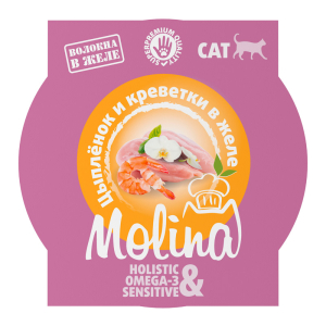 Molina консервы дял кошек (цыпленок и креветки в желе) 75гр