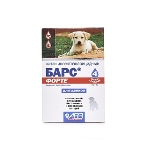 Агроветзащита Барс Форте Инсектоакарицидные капли для щенков с защитой на 1-2 месяца
