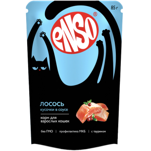 Enso пресерва для кошек, кусочки в соусе с лососем, 85г