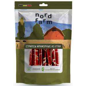 Лакомства для собак Стрипсы мраморные из утки NORD FARM 90г