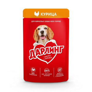 Дарлинг Корм консервированный для взрослых собак (курица в подливе), 75г