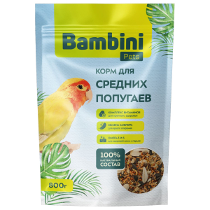 Bambini Pets корм для средних попугаев, 800гр
