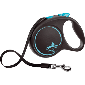 Рулетка Flexi Black Design S лента 5 м. c голубыми элементами
