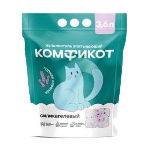 Наполнитель Комфикот Горная лаванда силикагелевый впитывающий 3,6л
