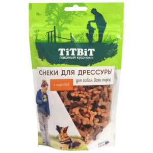 TiTBiТ Лакомство для собак, для дрессуры (снеки с индейкой), 100г