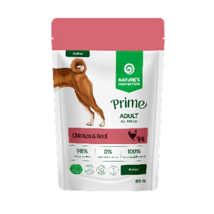 Natures Protection Prime Active для собак всех пород, кусочки в соусе, курица/говядина,85г