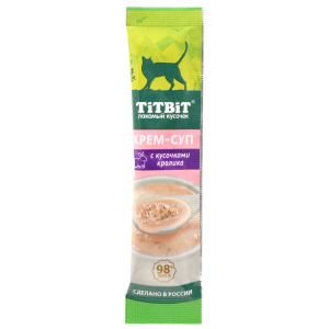 TiTBiT Лакомство для кошек (крем-суп с кусочками кролика), 10г