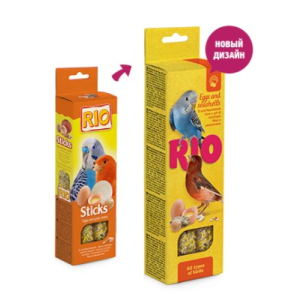 RIO Sticks для всех видов птиц (Яйцо, ракушечник), 2х40 гр Лакомство в в виде палочек.