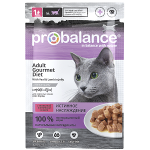 ProBalance Gourmet Diet для кошек с тунцом и лососем в соусе,85г