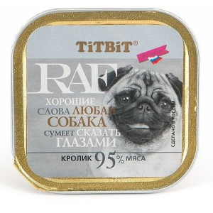 TiTBiT RAF Консервы для ссобак (кролик), 100г