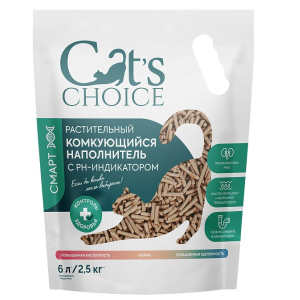 Наполнитель Cat's choice Растительный комкующийся 6л (2,5кг) с pH-индикатором