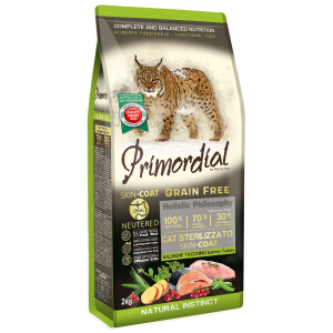 Primordial Cat Neutered Skin & Coat Salmon-Turkey для здоровья кожи и шерсти стерилизованных  кошек с лососем и индейкой 6кг
