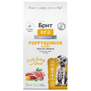 Брит Кеа Puppy&Junior M Healthy Growth сухой корм для щенков средних пород (индейка, утка) 1,5кг
