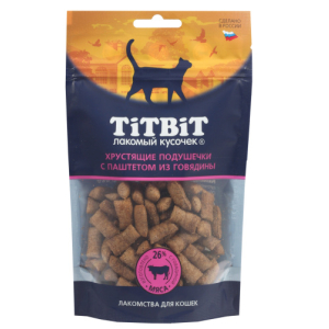 TiTBiТ Лакомство для кошек (подушечки с паштетом из говядины), 60г