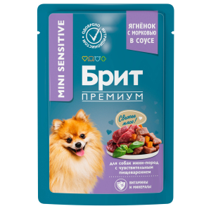 Brit Premium Пауч для собак мини-пород с чyвствительным пищеварением (Ягненок с морковью в соусе)