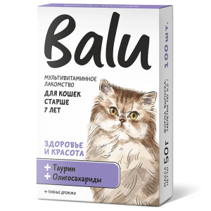 Balu "Здоровье и красота" Лакомство мультивитаминное для кошек старше 7 лет, 100шт