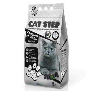 Cat Step Compact White Carbon Наполнитель минеральный комкующийся для кошачьих туалетов, 5л
