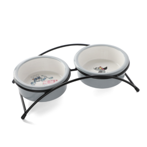 Triol СОЮЗМУЛЬТФИЛЬМ Миска для животных керамическая двойная на подставке "Матроскин и Галчонок", 2*0.25л