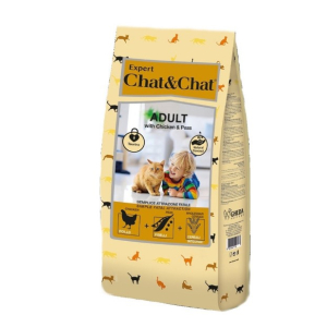 Chat&Chat Expert Сухой корм для взрослых кошек (курица, горох), 14кг