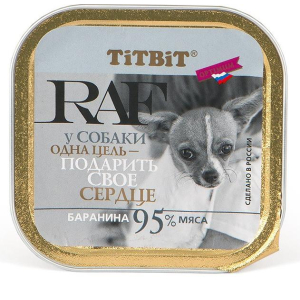 TiTBiT RAF Консервы для ссобак (баранина), 100г