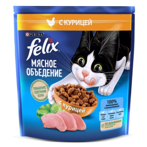 Феликс Мясное объедение сухой корм с курицей, 1.3кг