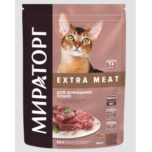 Мираторг Extra Meat сухой корм для кошек домашних старше 1 года, с говядиной Black Angus, 0,4кг