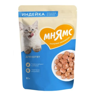 Мнямс для котят Кусочки в соусе с индейкой, 85гр