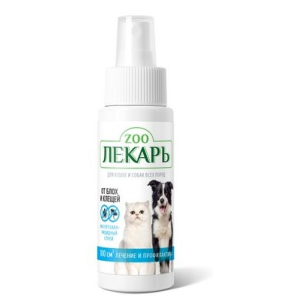 ZOOЛЕКАРЬ спрей инсектоакарицидный для борьбы с блохами, вшами, власоедами и клещами (иксодовыми, хейлителлами) у собак и кошек, 100мл