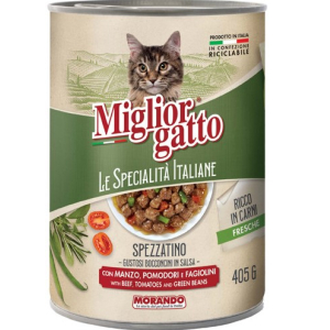 Miglior gatto Le Specialità Italiane  для кошек кусочки в соусе говядина, помидор и фасоль,405гр