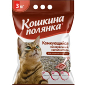 Наполнитель комкующийся бентонитовый "Кошкина Полянка", 3кг