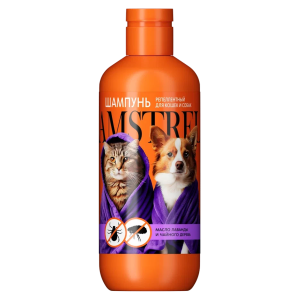 Шампунь для кошек и собак репеллентный АМСТРЕЛЬ с маслом лаванды и чайного дерева,300 мл