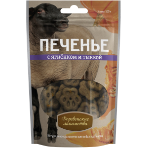 Деревенские лакомства Лакомство для собак (печенье с ягненком и тыквой), 100г