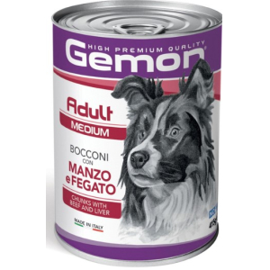Gemon Dog MEDIUM Adult Beef / Liver для собак кусочки с говядиной и печенью , 415г