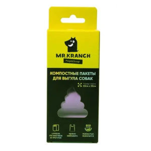Mr.Kranch Компостные пакеты для выгула собак (4 рул по 15 пакетов)(22x33 см)