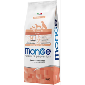 Monge Dog Speciality Line Monoprotein сухой  корм дл\ собак всех пород, из лосося с рисом , 12кг