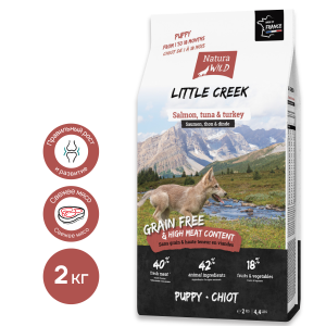 Natura Wild Little Creek Корм сухой для щенков всех пород (лосось, тунец, индейка), 2кг