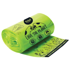 Triol Пакеты биоразлагаемые для выгула собак d25*60мм, серия LOVE THE PLANET (4 рулона* 15 шт.)