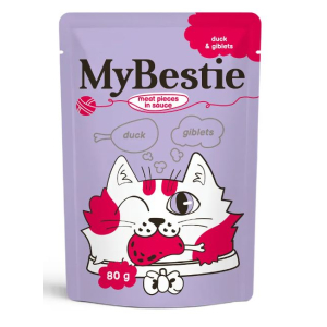 MyBestie влажный корм для кошек, соус (утка, потрошка) 80гр