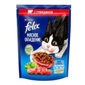 Феликс Мясное объедение сухой корм с говядиной, 600г