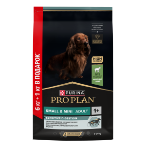 ProPlan сухой корм для собак мелких пород с чувствительным пищеваернием ягненок 6+1кг