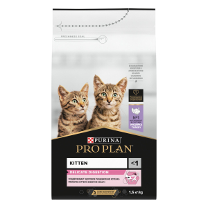 Purina Pro Plan Корм сухой для котят с чувствительным пищеварением (индейка), 1,5кг