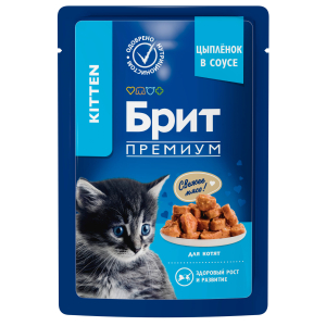 Brit Premium Корм консервированный для котят (цыпленок в соусе), 85г