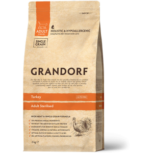 Grandorf Корм сухой низкозерновой для стерилизованных кошек (индейка), 2кг